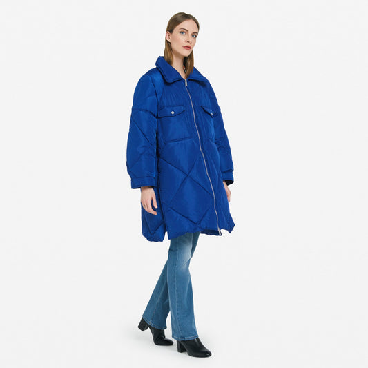 - Quilted Duvet Coat - Blue
