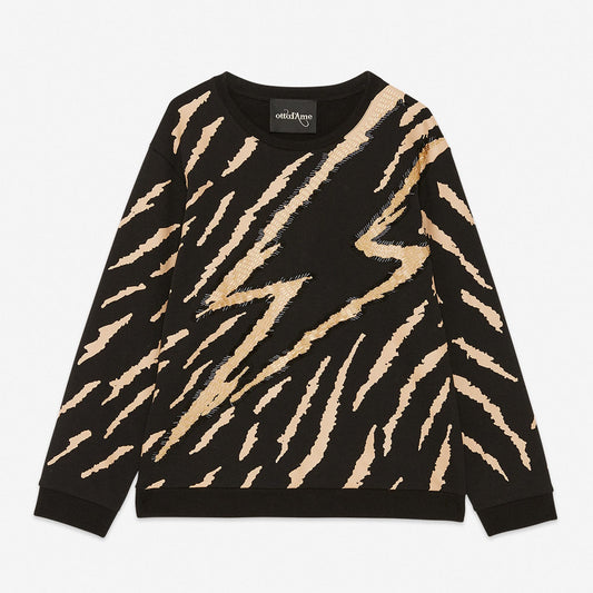 - Sweatshirt With Appliqués - Black/Gold