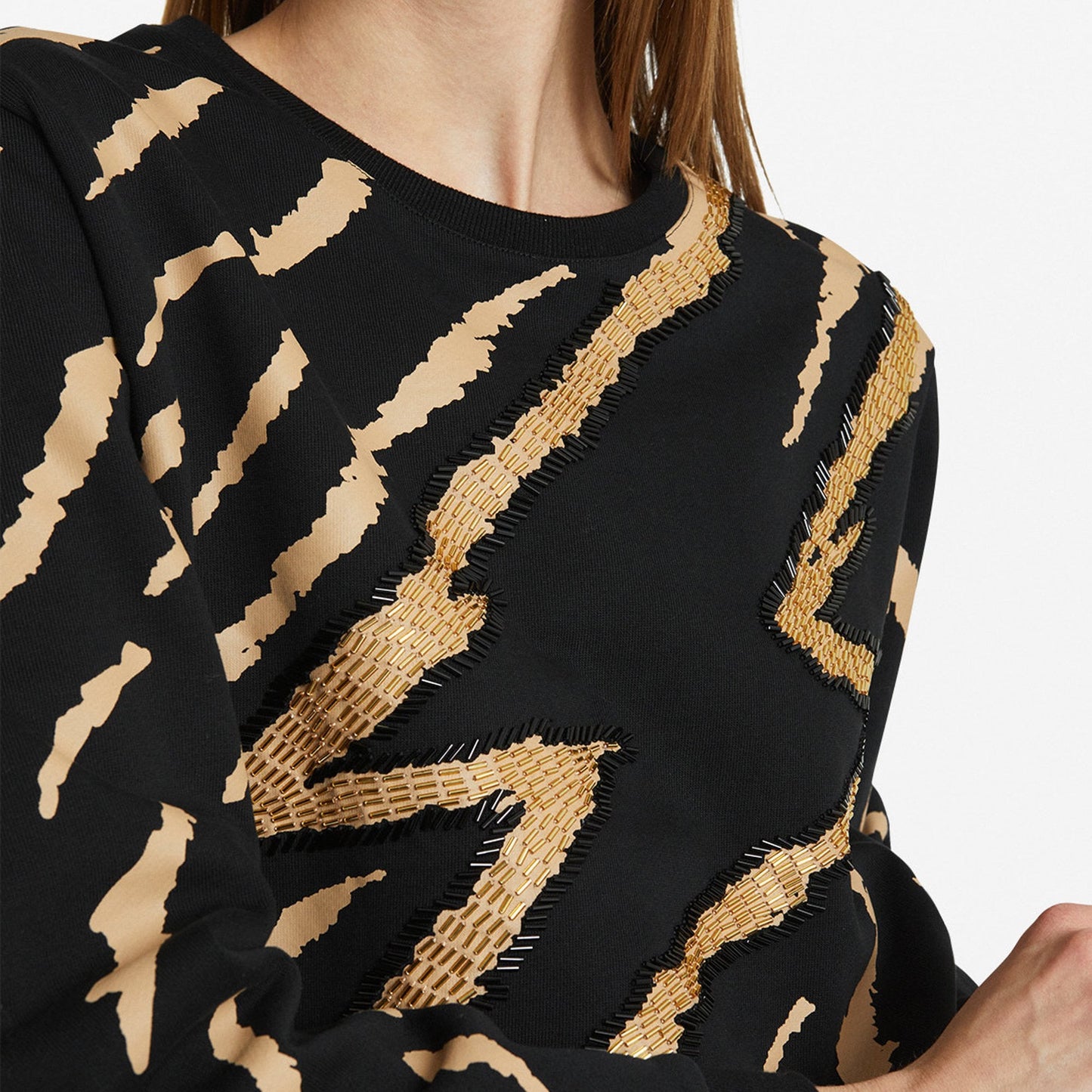 - Sweatshirt With Appliqués - Black/Gold