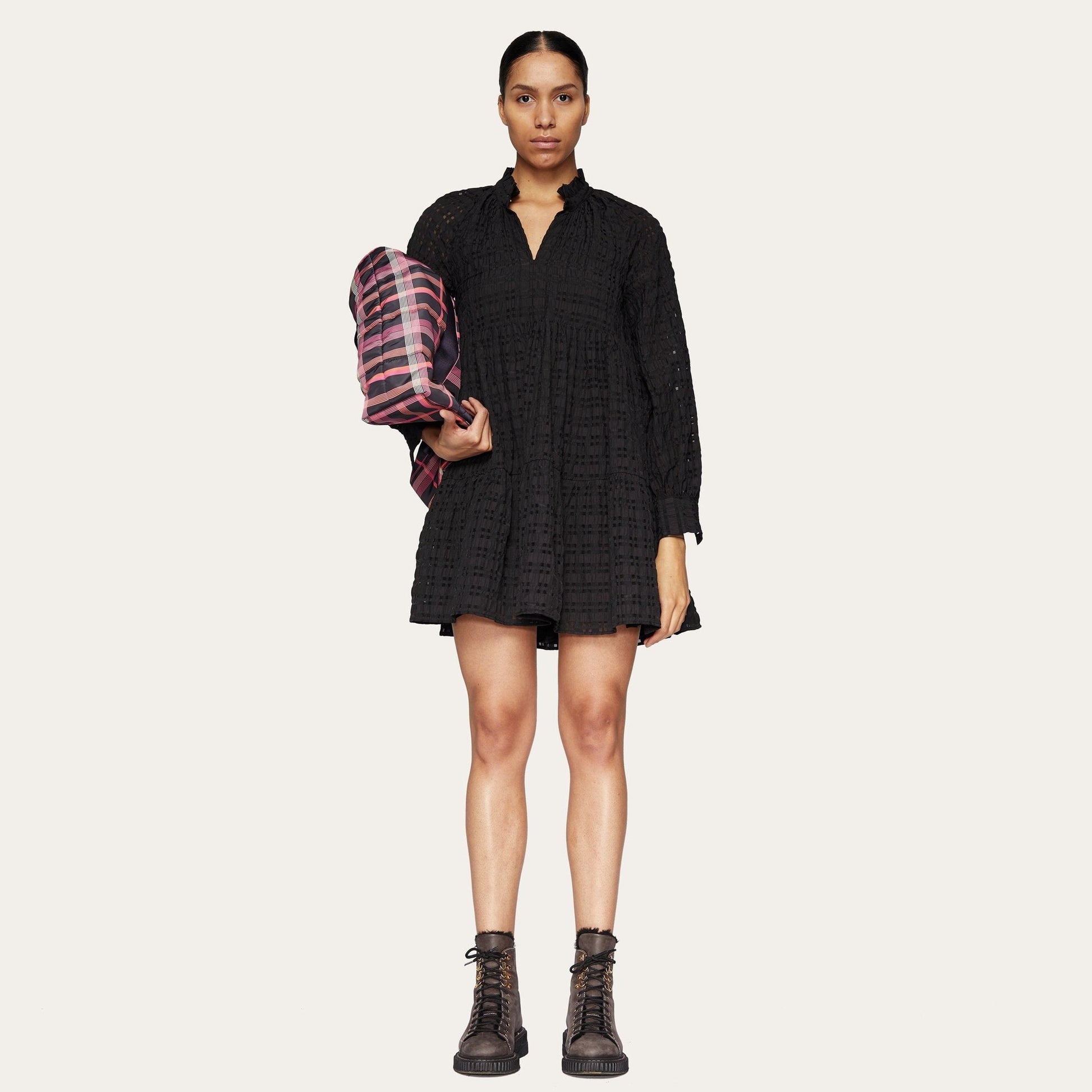 Stine Jasmine - Gingham Short Dress - Black