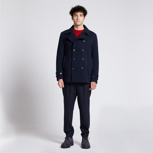 - Double-Breasted Pea Coat - Navy
