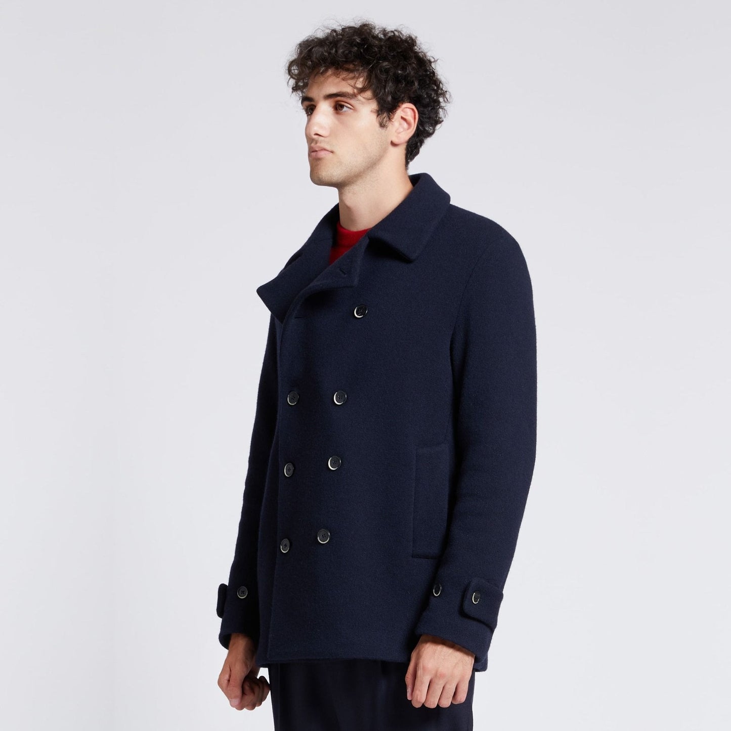 - Double-Breasted Pea Coat - Navy