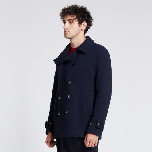 - Double-Breasted Pea Coat - Navy