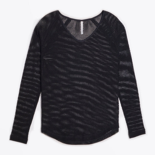 Long Sleeve Mesh Top - Black