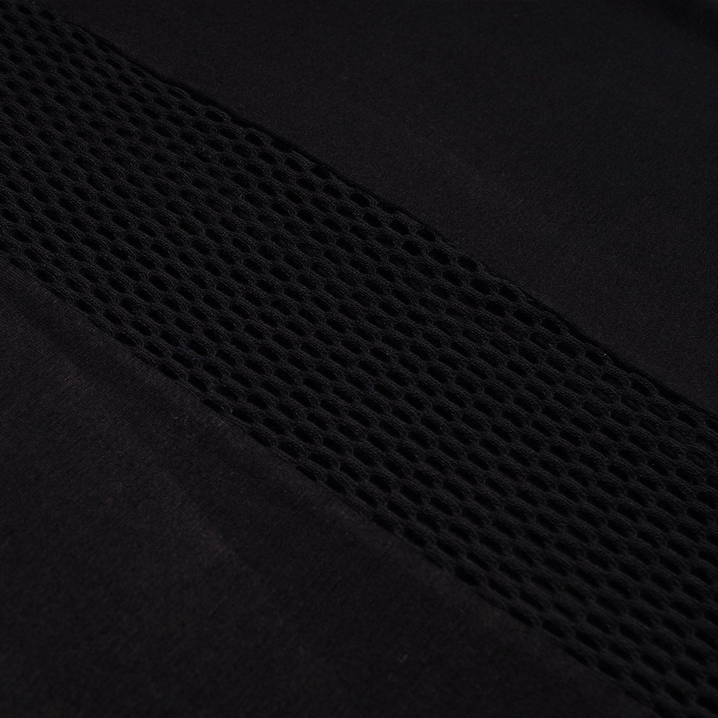 - Mesh Detail Long Sleeve Top - Black