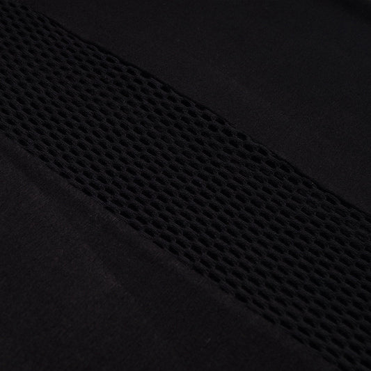 - Mesh Detail Long Sleeve Top - Black