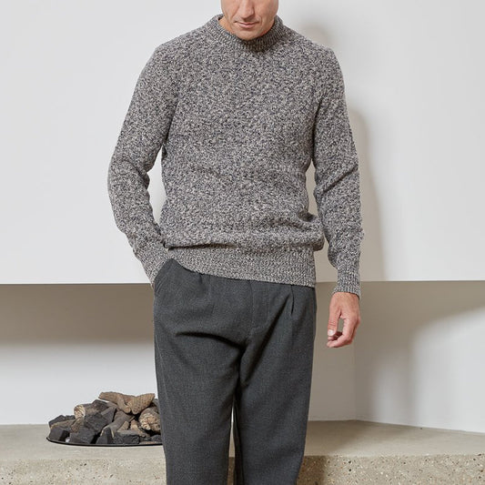 - Blenheim - Wool Knitted Jumper - Beige/Grey