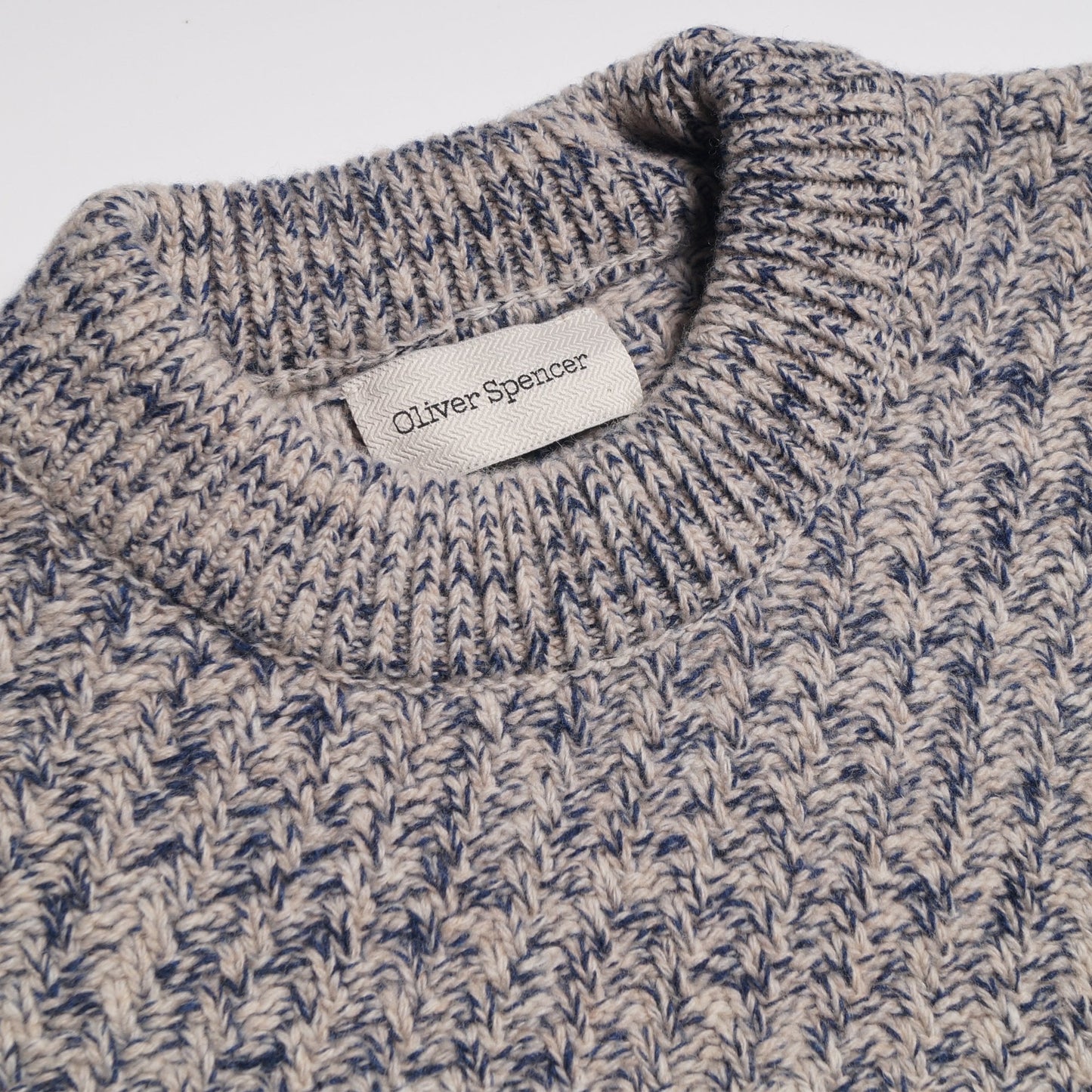 - Blenheim - Wool Knitted Jumper - Beige/Navy