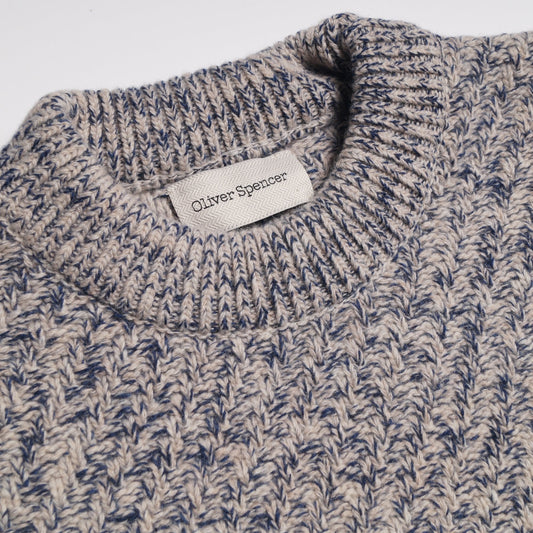 - Blenheim - Wool Knitted Jumper - Beige/Navy