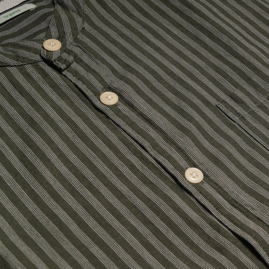 Grandad Stripe Shirt - Navy