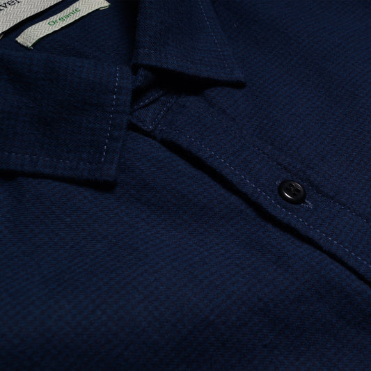 - Clerkenwell - Cotton Mini Check Tab Shirt - Navy