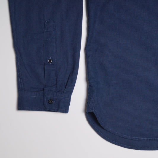 - Clerkenwell - Cotton Mini Check Tab Shirt - Navy