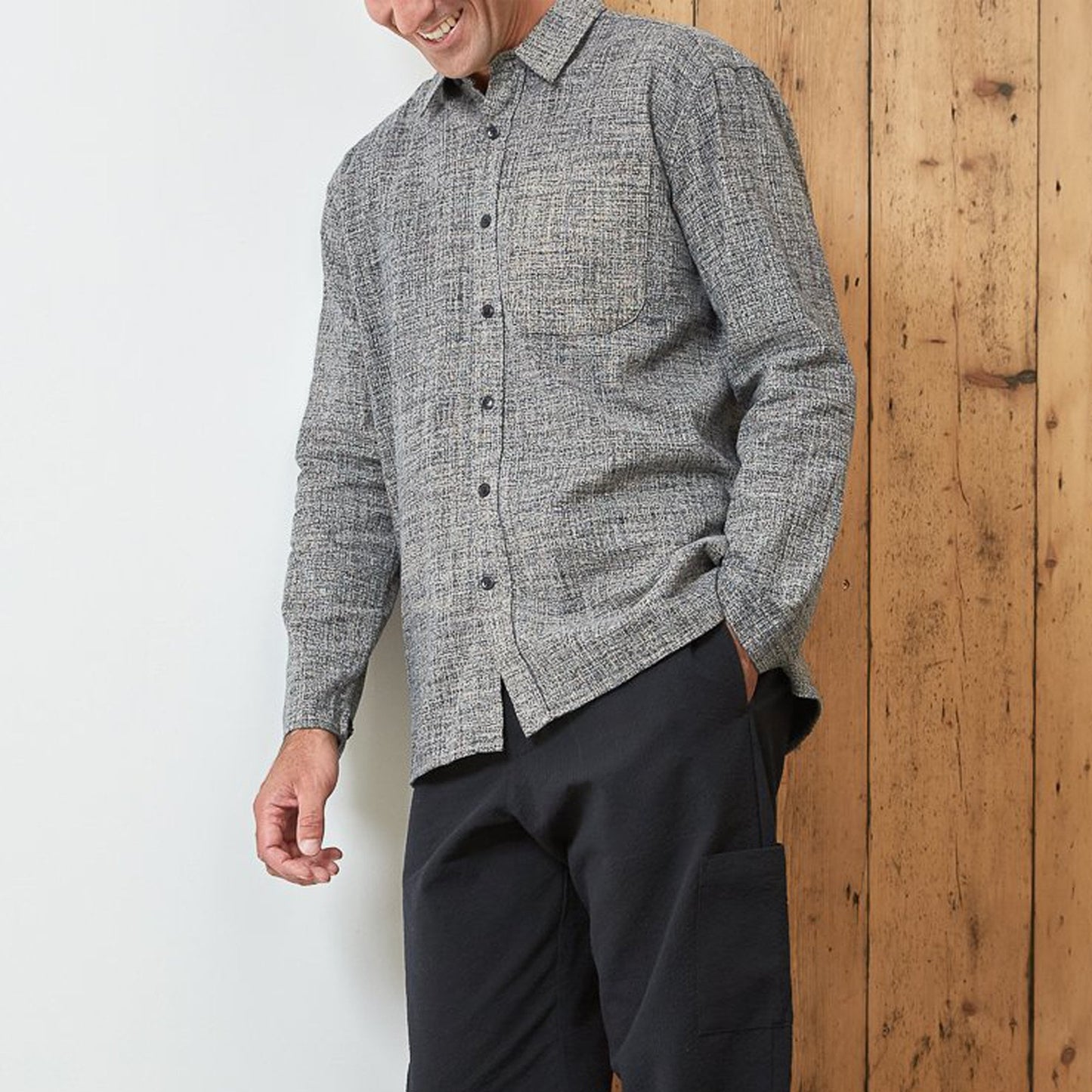 - Ellington - Cotton Overshirt - Grey/Navy
