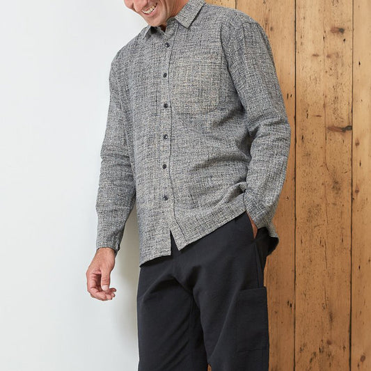 - Ellington - Cotton Overshirt - Grey/Navy