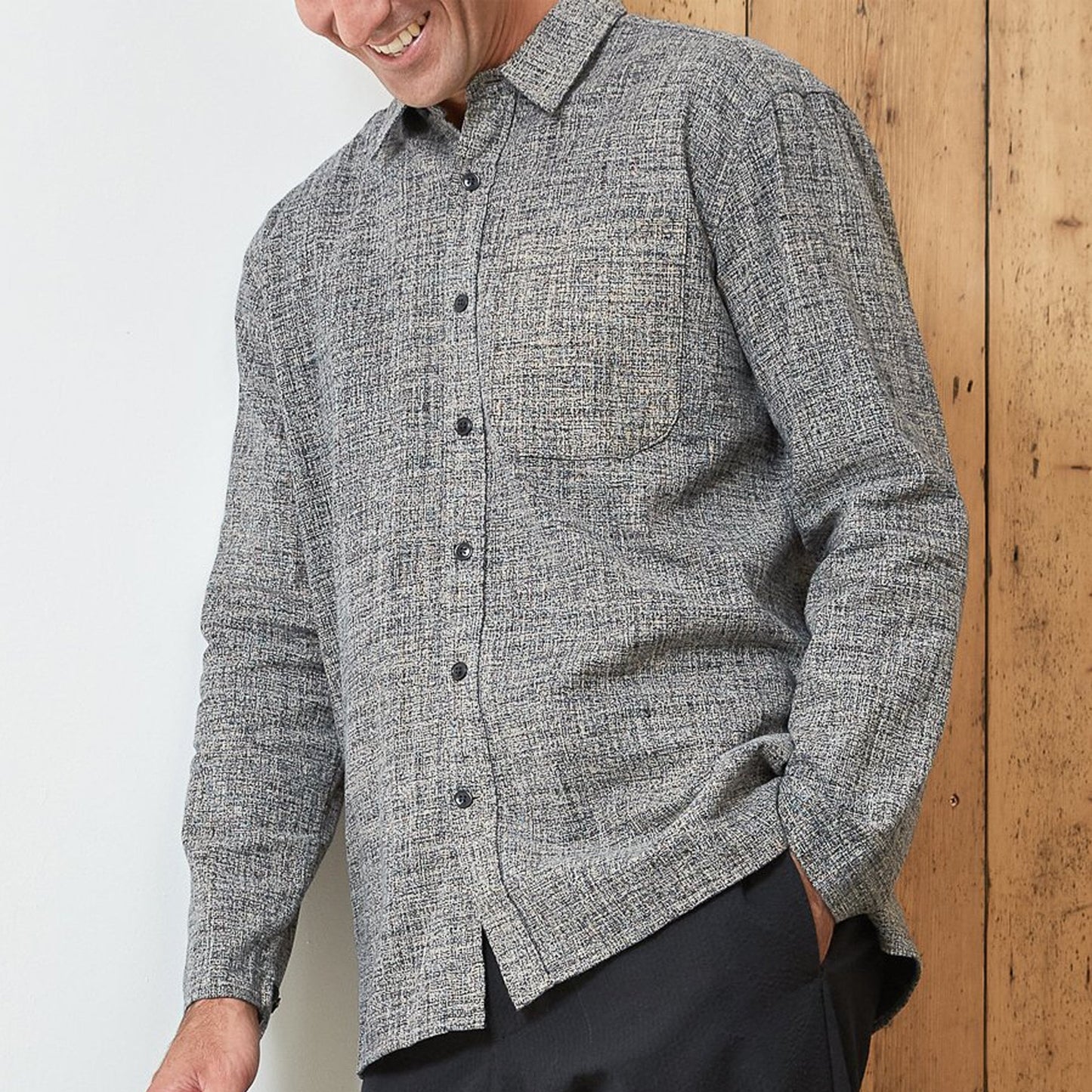 - Ellington - Cotton Overshirt - Grey/Navy