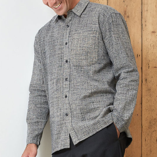 - Ellington - Cotton Overshirt - Grey/Navy