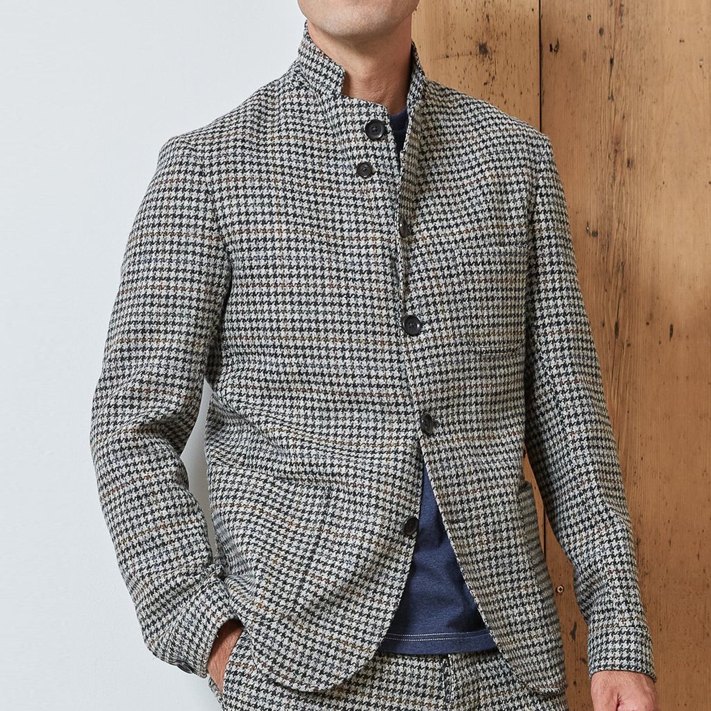 - Solms - Wool Houndstooth Jacket - Beige