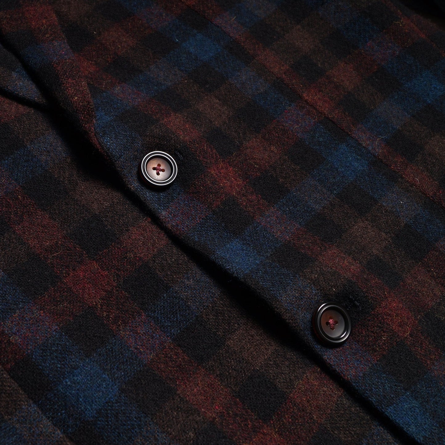 - Checked Wool Blazer - Navy/Burgundy
