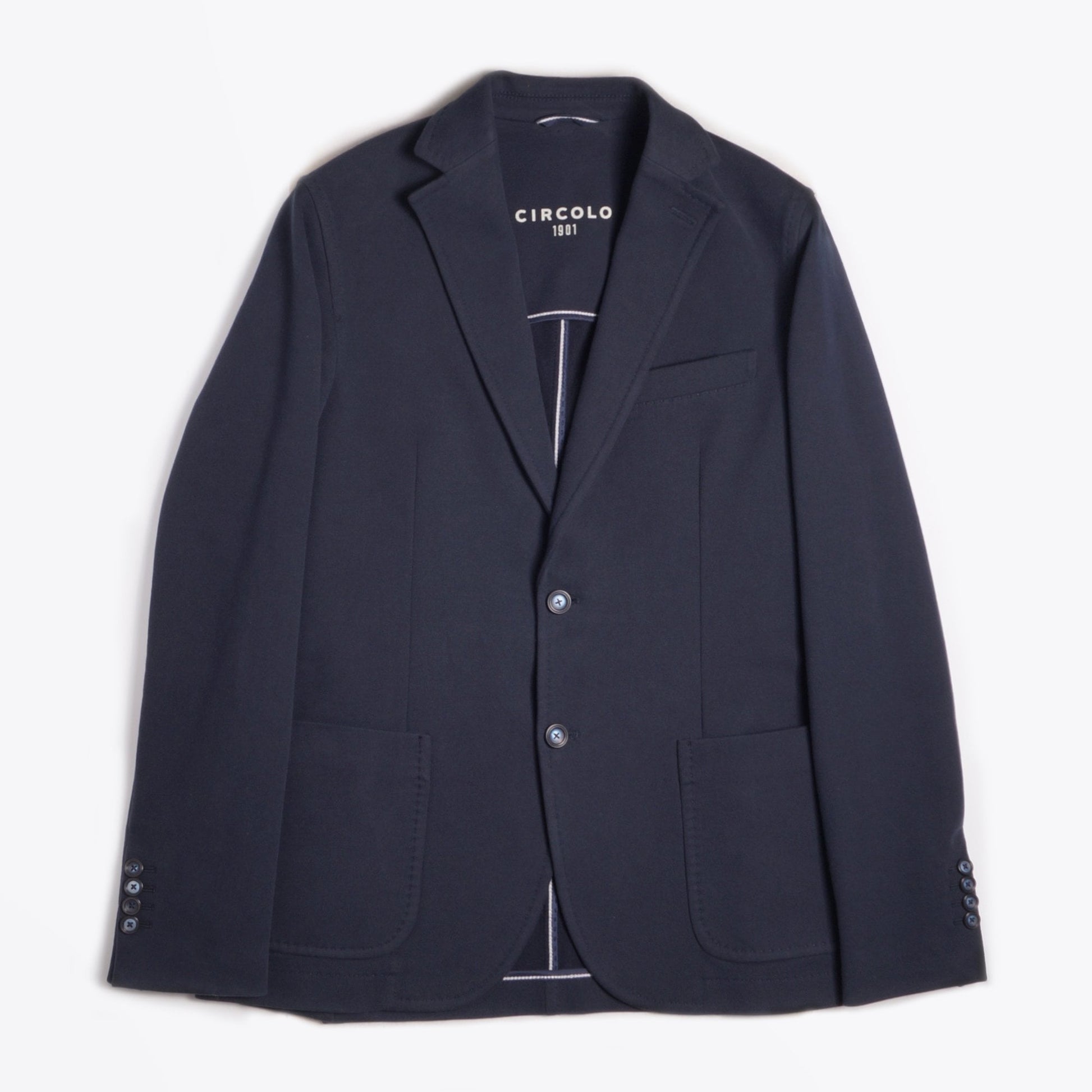 Circolo Jersey Fleece Blazer - Navy Blue