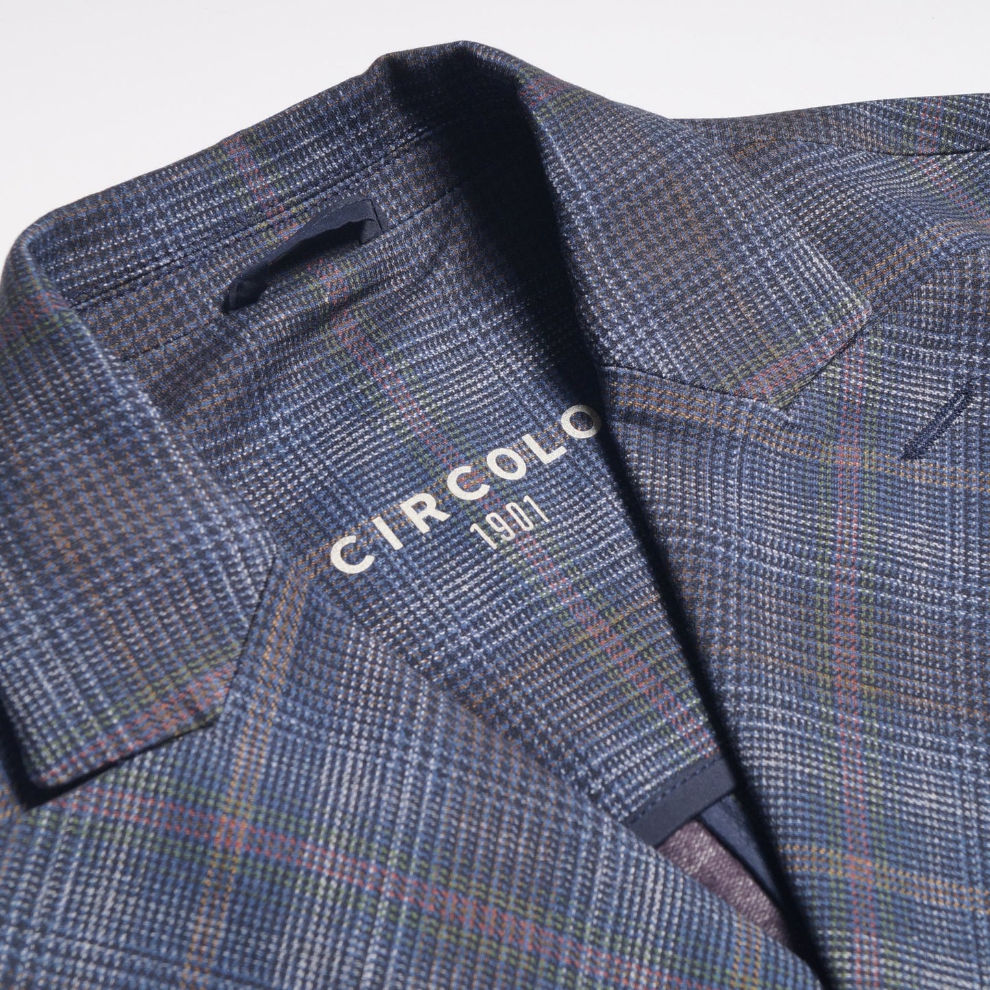 - Double-Breasted Checked Jacket - Blue