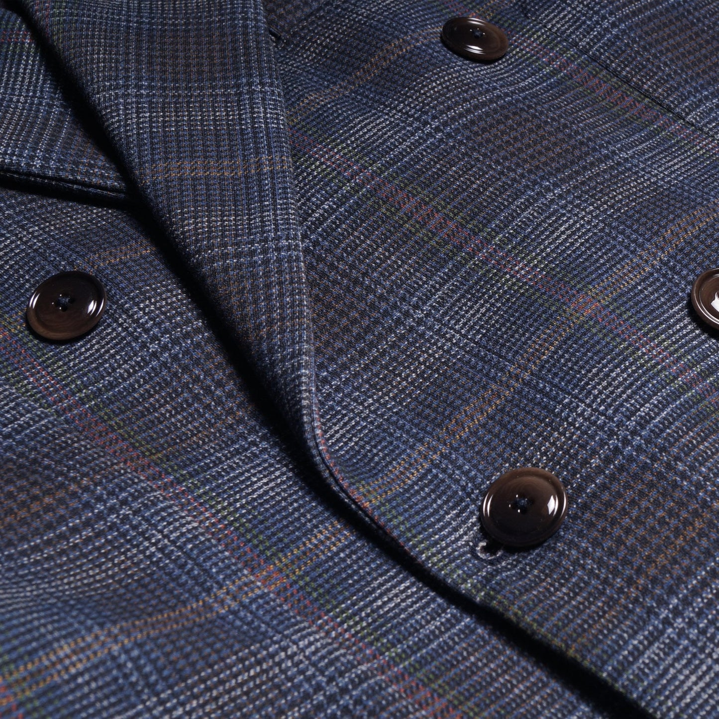 - Double-Breasted Checked Jacket - Blue