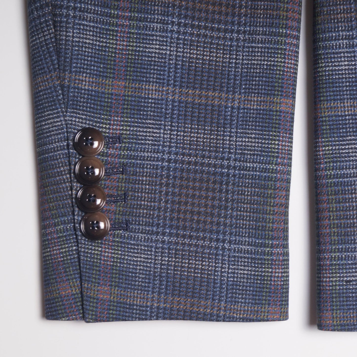 - Double-Breasted Checked Jacket - Blue