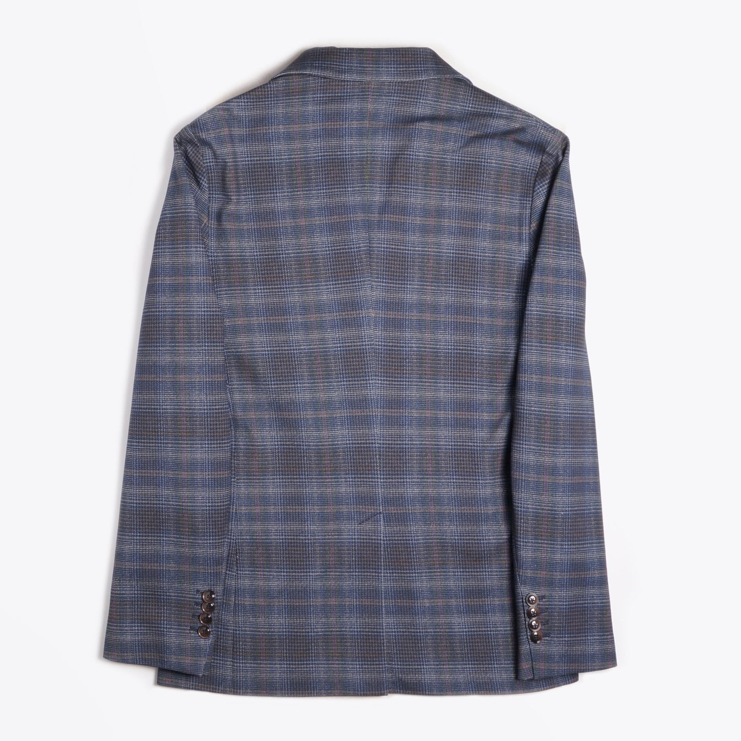 - Double-Breasted Checked Jacket - Blue