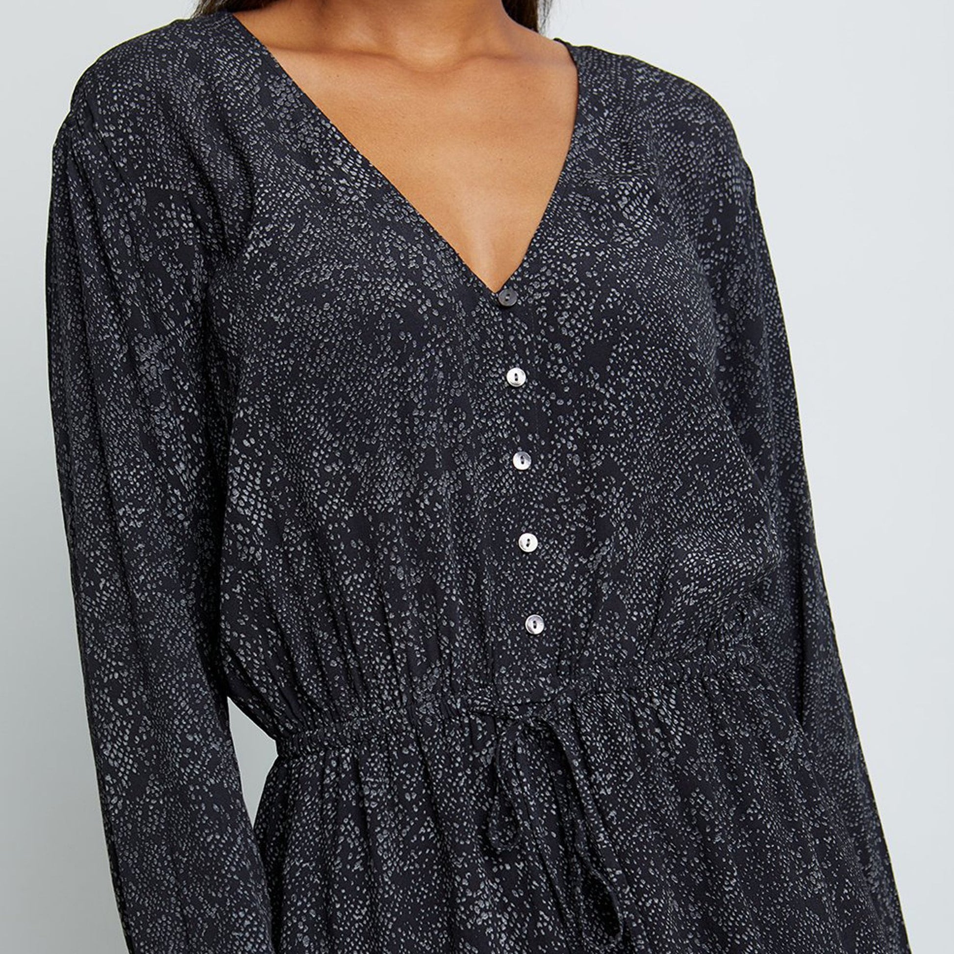 Rails Marion - Midi Snake Print Dress - Charcoal Grey