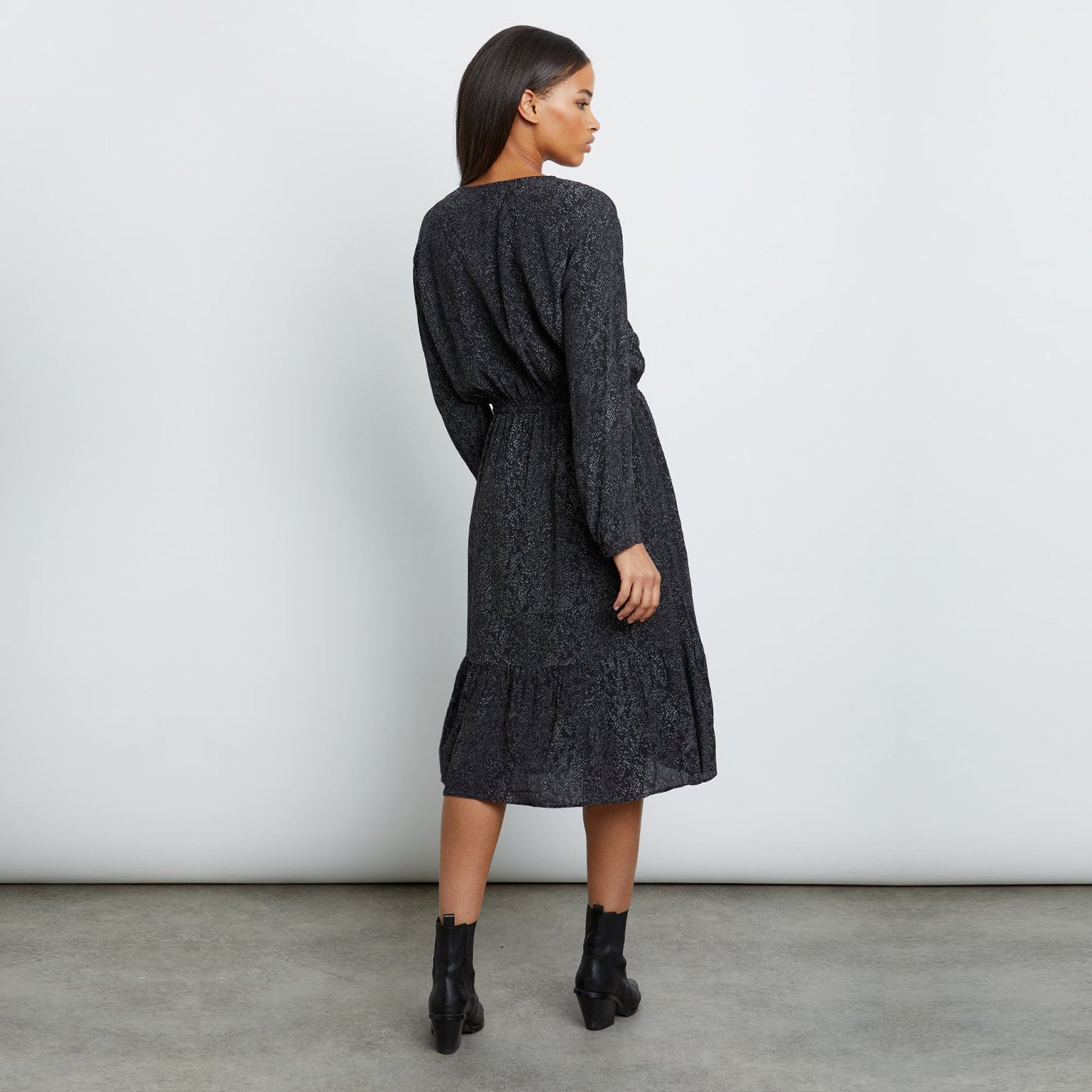 Rails Marion - Midi Snake Print Dress - Charcoal Grey