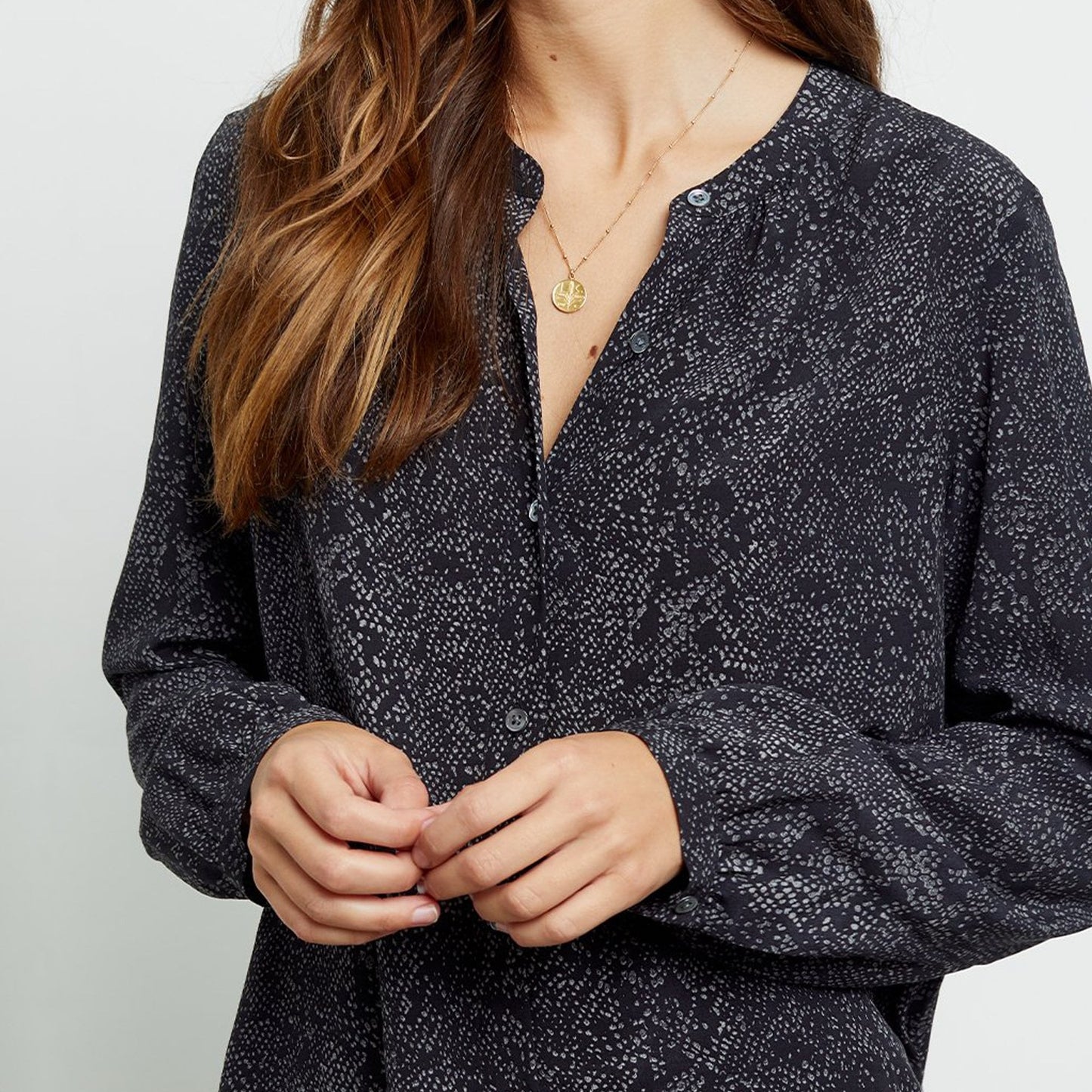 - Eloise - Snake Print Shirt - Charcoal Grey