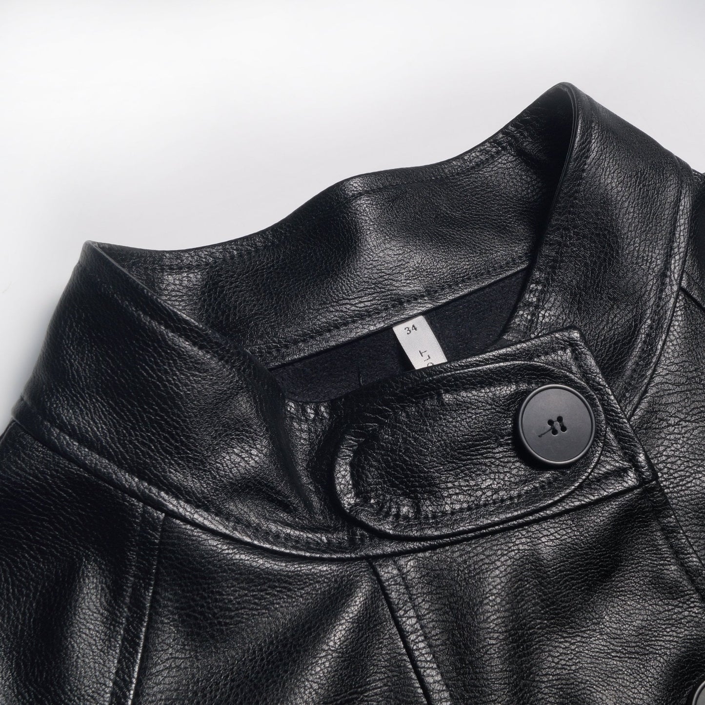 - Button-Up Leather Jacket - Black