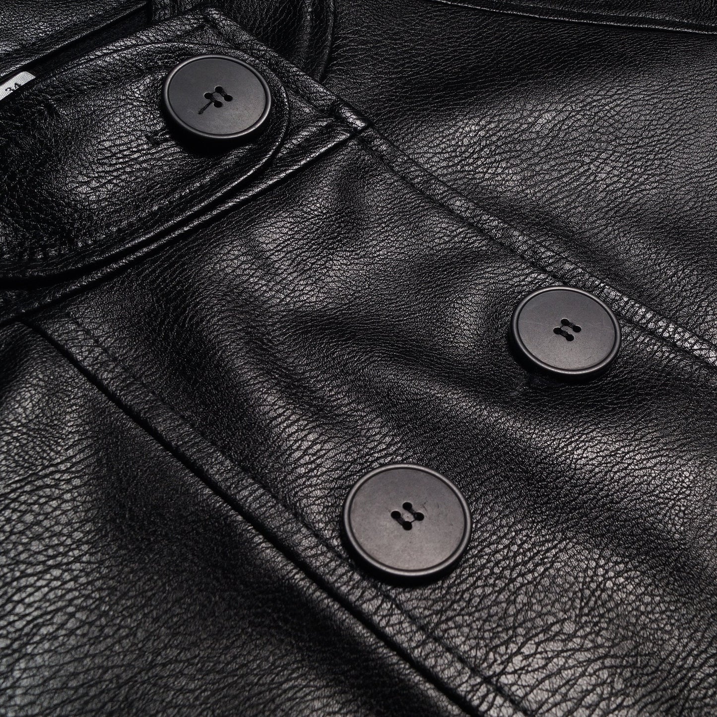 - Button-Up Leather Jacket - Black