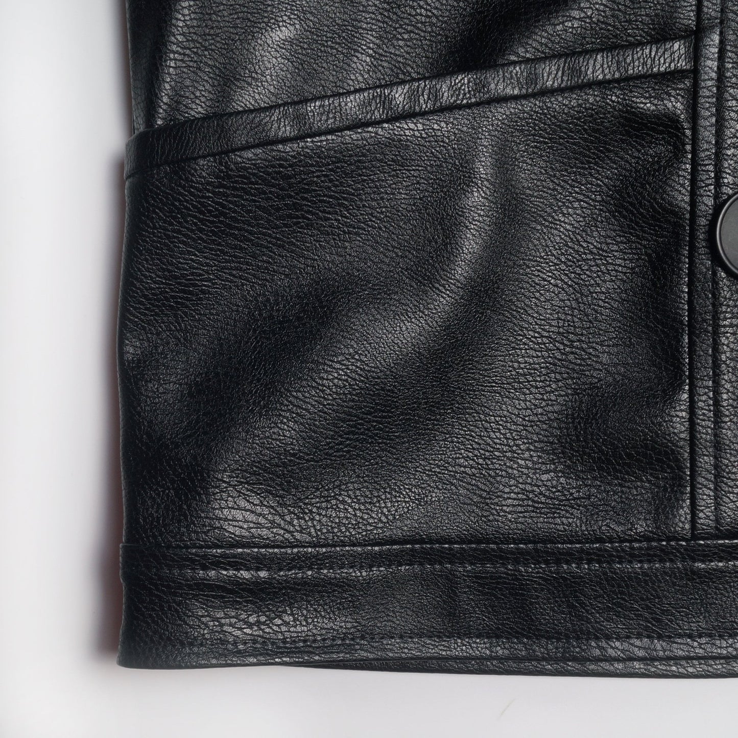 - Button-Up Leather Jacket - Black