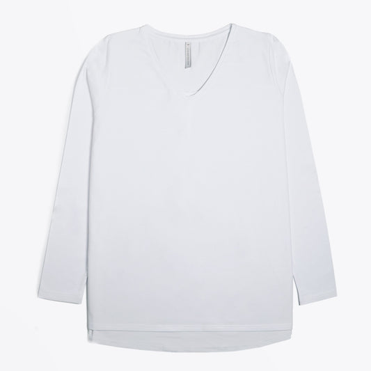 - V-Neck Long Sleeve Top - White