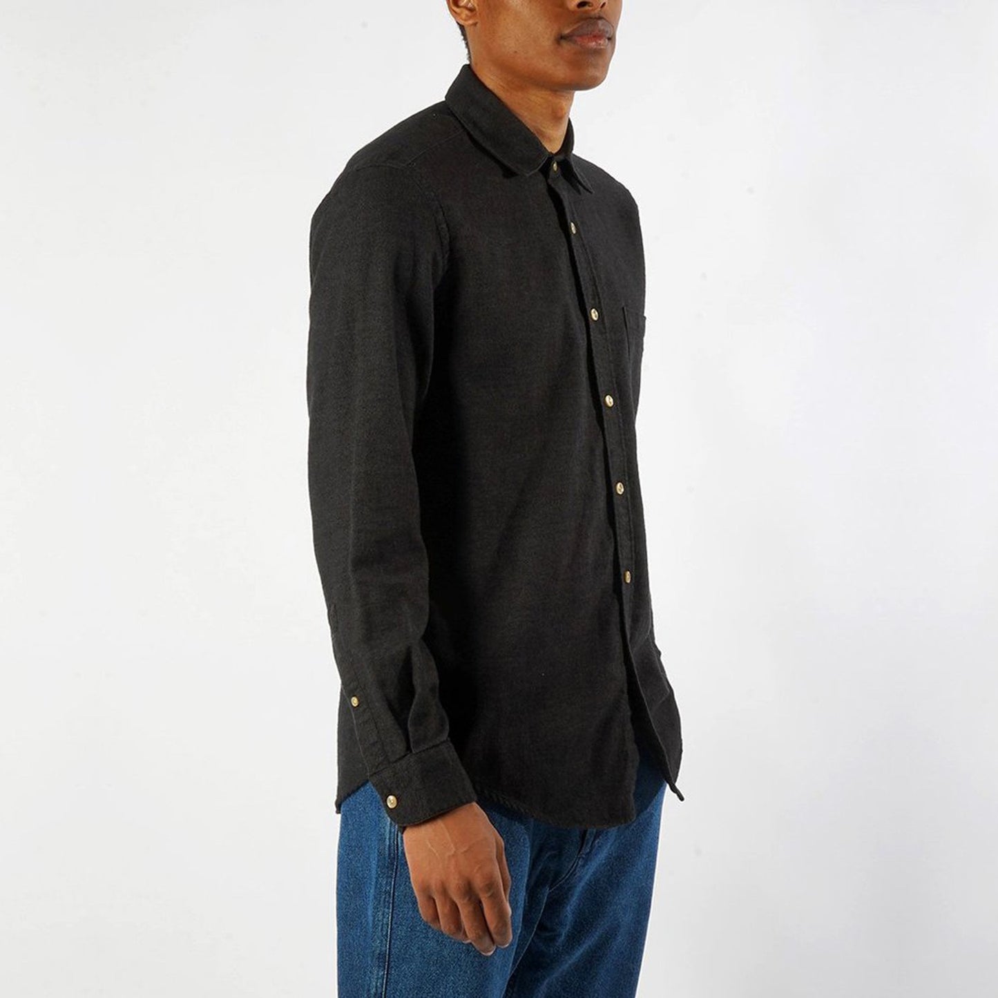 - Teca - Flannel Pocket Shirt - Black