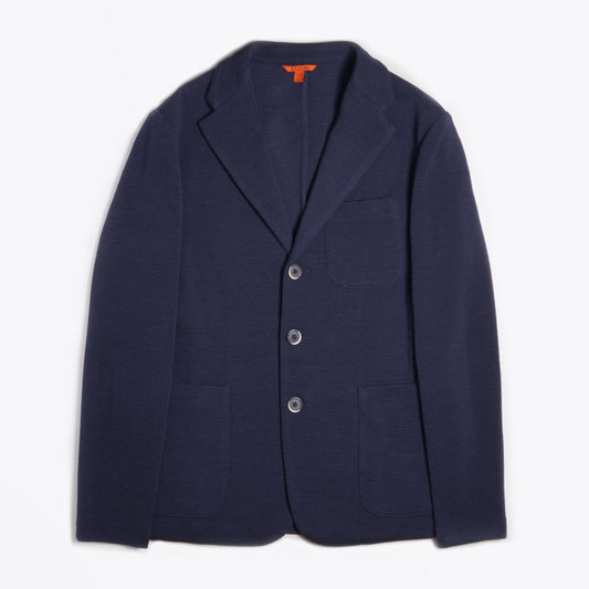 - Ribbed Wool Jacket - Navy
