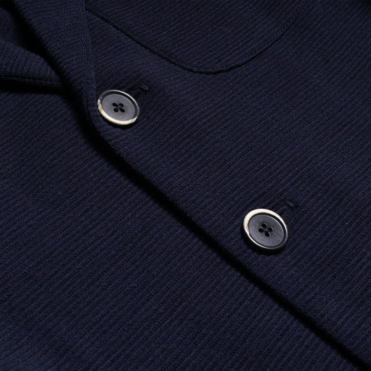 - Ribbed Wool Jacket - Navy