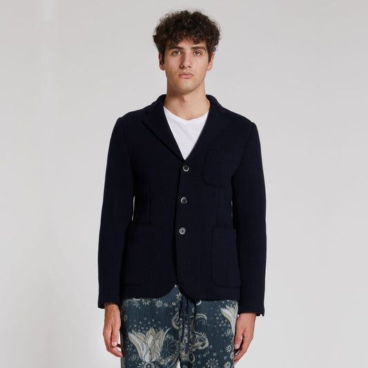 - Classic Notched Lapel Jacket - Navy