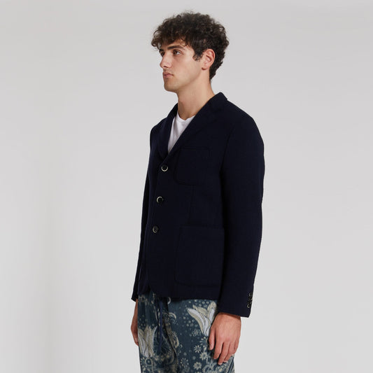 - Classic Notched Lapel Jacket - Navy