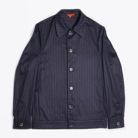 - Pinstripe Overshirt - Navy