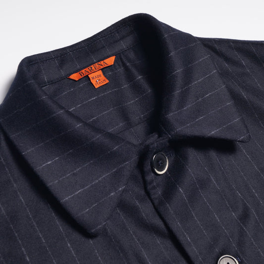- Pinstripe Overshirt - Navy