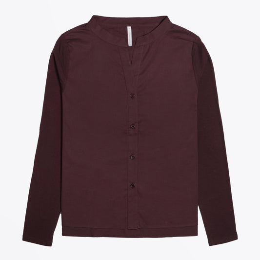 - Boxy Stretch Shirt - Burgundy
