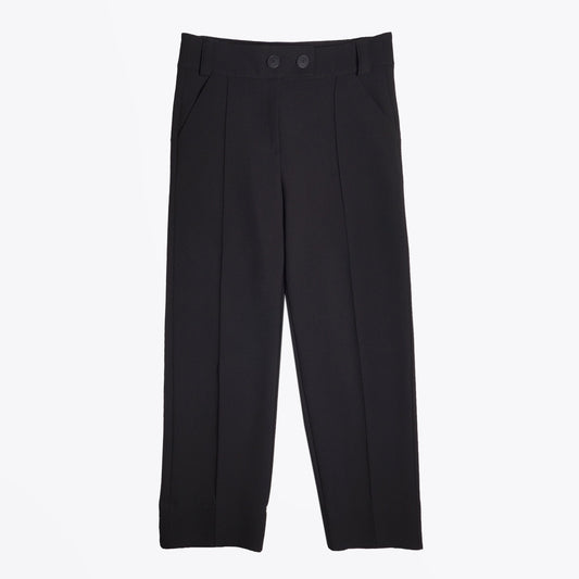 - Relaxed Button-Waist Trousers - Black