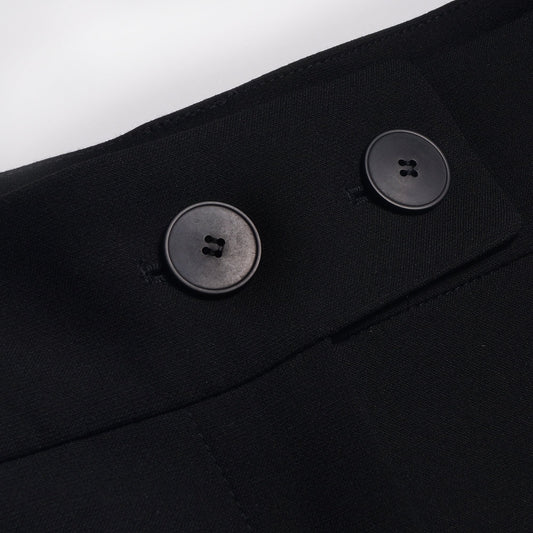 - Relaxed Button-Waist Trousers - Black