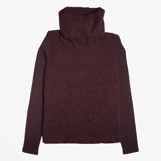 - Roll-Neck Knitted Pullover - Burgundy