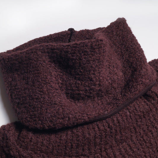 - Roll-Neck Knitted Pullover - Burgundy