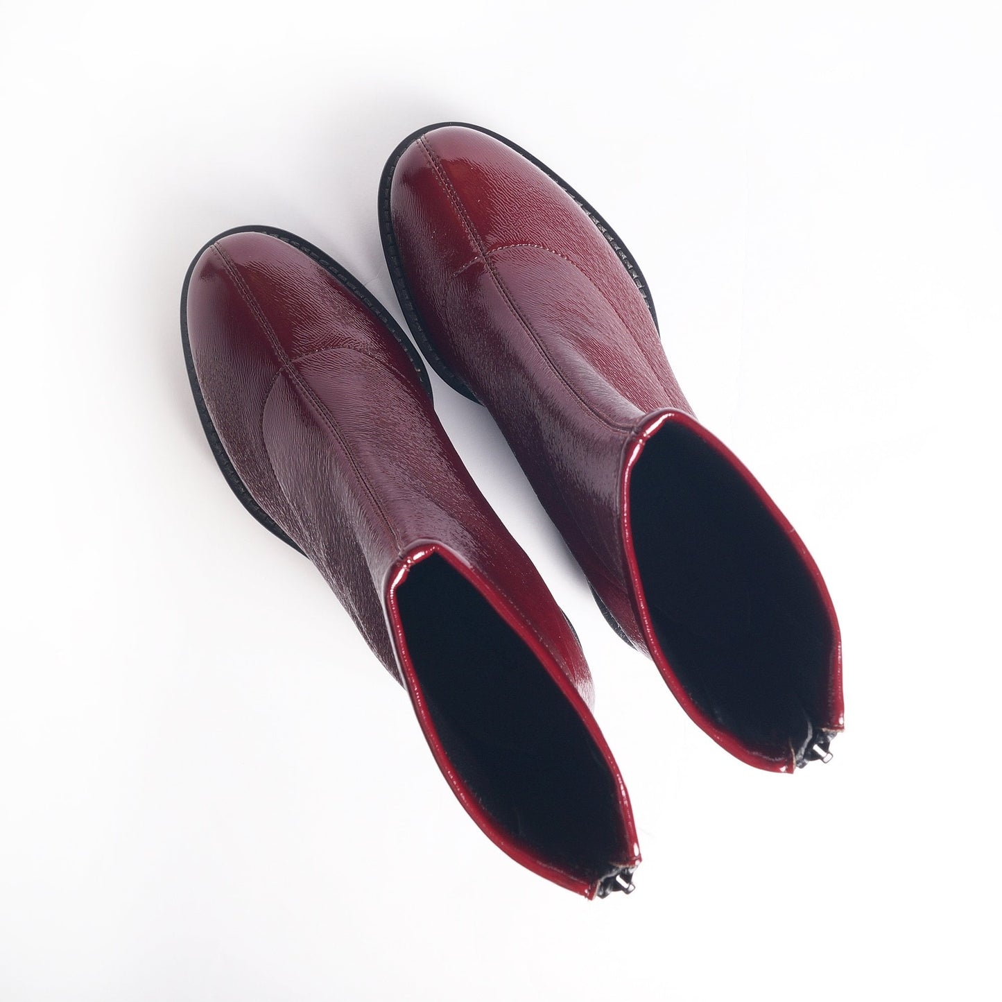 - Patent Leather Wedge Ankle Boot - Red