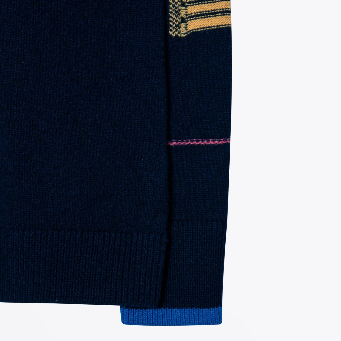 - Button-Neck Knitted Sweater - Dark Navy