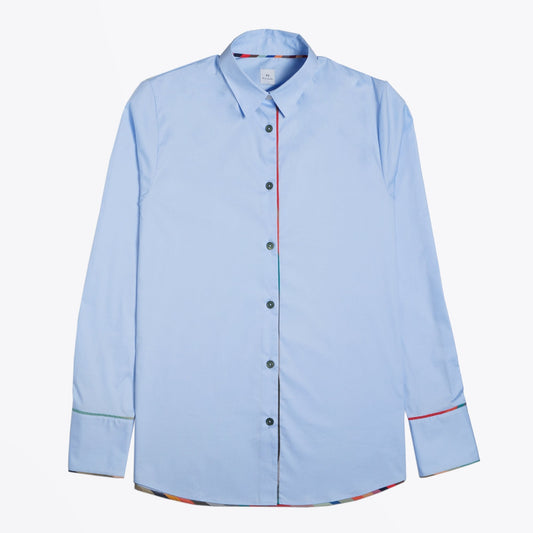 - Contrast Stripe Shirt - Blue