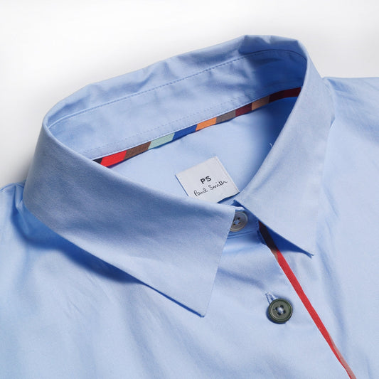 - Contrast Stripe Shirt - Blue